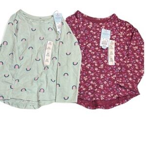 NWT Cat & Jack Bundle Of 2 Long Sleeve Printed Tops 5T